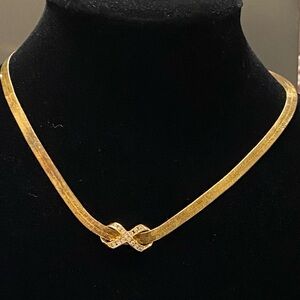 Vintage Gold Plated 925 Sterling Silver Pendant With 14 CZs Infinity Symbol